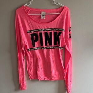 PINK Victoria's Secret Long Sleeve Tee - Neon Pink UB